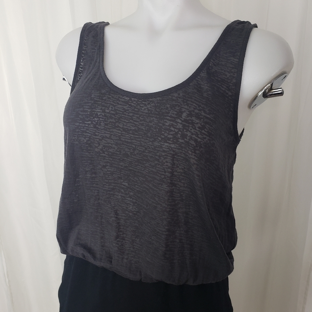 Express dress gray flounce slub top with bodycon black skirted bottom sleeve - Picture 2 of 7